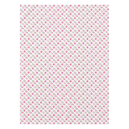 ピンクのステンシルドバラ模様テーブルクロス テーブルクロス (正面)