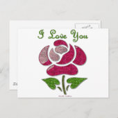 ピンクのステンシル ローズ 愛してる ポストカード (正面/裏面)