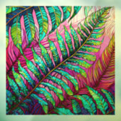 ピンクのステンドグラスのアートにシダ ウィンドウサイン (シート3)