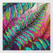 ピンクのステンドグラスのアートにシダ ウィンドウサイン (シート)