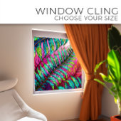 ピンクのステンドグラスのアートにシダ ウィンドウサイン