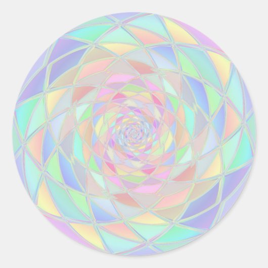 ピンクのステンドグラス窓パステル ラウンドシール (正面)