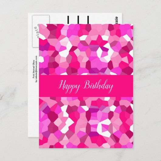 ピンクのステンドグラス ポストカード (正面/裏面)