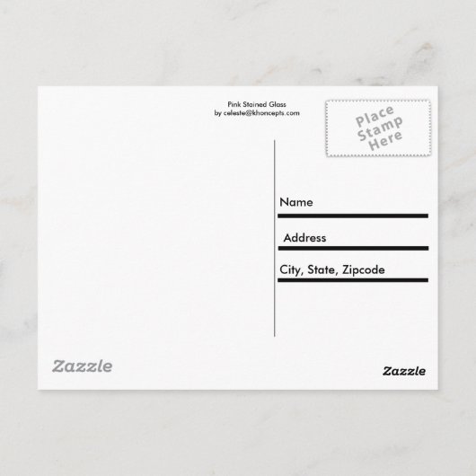 ピンクのステンドグラス ポストカード (裏面)