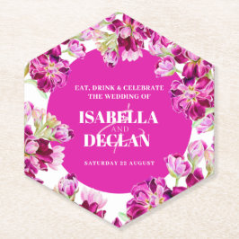 ピンクのストックの花の結婚式 ペーパーコースター