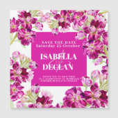 ピンクのストックフラワーウェディング日付を保存 (正面)