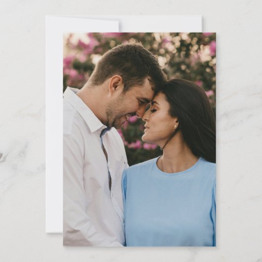 ピンクのストック花結婚式の日付写真を保存 セーブザデート (裏面)