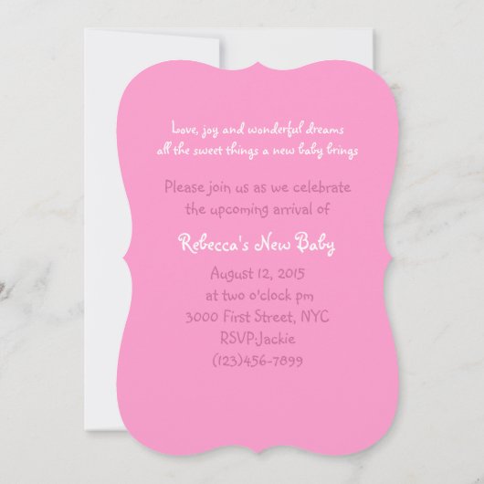 ピンクのストライブ柄のテディー・ベアのベビーシャワー招待状 招待状 (裏面)