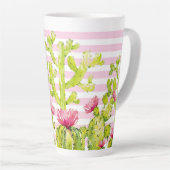 ピンクのストライプがプリントされたコリンカ カクタスウォーターカラー カフェラテマグ (右アングル)