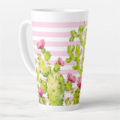 ピンクのストライプがプリントされたコリンカ カクタスウォーターカラー カフェラテマグ (左アングル)