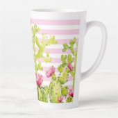 ピンクのストライプがプリントされたコリンカ カクタスウォーターカラー カフェラテマグ (右)