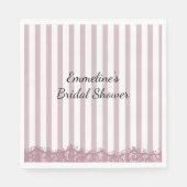 ピンクのストライプとレースのブライズシャワー スタンダードランチョンナプキン (正面)