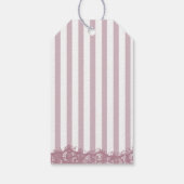 ピンクのストライプとレースのブライダルシャワー ギフトタグ (裏面)