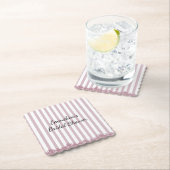 ピンクのストライプとレースのブライダルシャワー ペーパーコースター (インサイチュ)