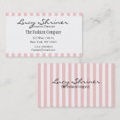 ピンクのストライプなファッションのかわいらしい名刺 名刺 (正面/裏面)