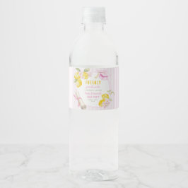 ピンクのストライプにレモンと花の卒業 ペットボトルラベル