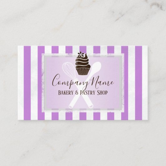 ピンクのストライプので粋なベーカリー|のペーストリー作りの職人 名刺 (正面)