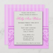 ピンクのストライプのなダマスク織のブライダルシャワーの招待状 招待状 (正面/裏面)