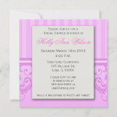 ピンクのストライプのなダマスク織のブライダルシャワーの招待状 招待状 (正面)