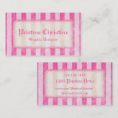 ピンクのストライプのなボーダー名刺 名刺 (正面/裏面)