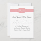 ピンクのストライプのな熱気のかわいいカップルは風船のようにふくらみます 招待状 (裏面)