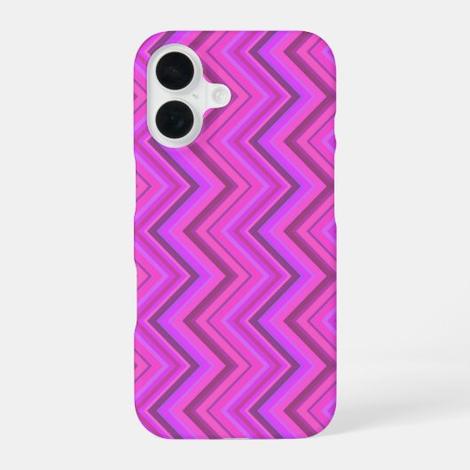 ピンクのストライプのジグザグ模様 iPhone 16ケース (裏面)