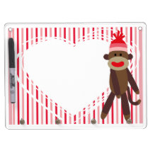 ピンクのストライプのソックス猿のホワイトボード