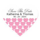 ピンクのストライプのハートは日付のシールを保存