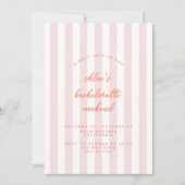 ピンクのストライプのバチェロレッテ日程招待状 招待状 (正面)