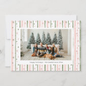 ピンクのストライプのホリデー壁紙の写真 ホリデーカード (正面)