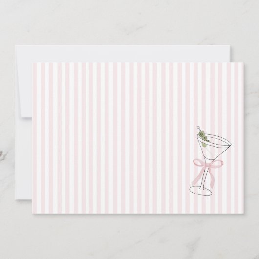 ピンクのストライプのマティーニグラス感謝カード - カスタム サンキューカード (裏面)