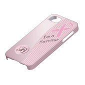 ピンクのストライプの乳癌の生存者| DIYのモノグラム Case-Mate iPhoneケース (下部)