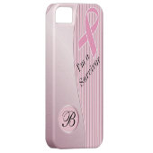 ピンクのストライプの乳癌の生存者| DIYのモノグラム Case-Mate iPhoneケース (裏面/右)