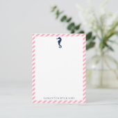 ピンクのストライプの便箋 - 青い海の馬 招待状 (スタンド正面)