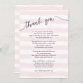 ピンクのストライプの女の子のベビーシャワーの詩 サンキューカード (正面/裏面)