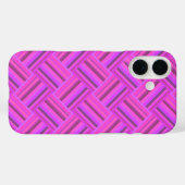 ピンクのストライプの斜め織りパターン Case-Mate iPhoneケース (裏面 (横))