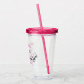 ピンクのストライプの水彩画のバチェロレッテの新婦付添人 アクリルタンブラー (左)