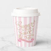 ピンクのストライプの砂糖とスパイスベビーガールベビーシャワー 紙コップ (裏面)