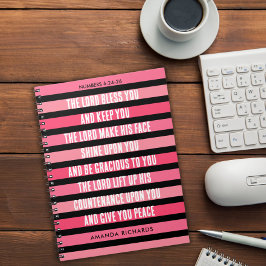 ピンクのストライプの祈りの言葉ジャーナルノートブック ノートブック