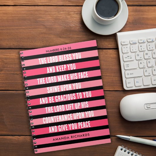 ピンクのストライプの祈りの言葉ジャーナルノートブック ノートブック