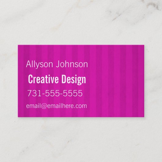 ピンクのストライプの背景の名刺 名刺 (正面)