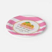 ピンクのストライプの金ゴールド少しカボチャ秋のベビーシャワー ペーパープレート (アングル)