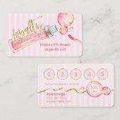 ピンクのストライプのLipglossの化粧のロイヤリティカード ロイヤリティカード (正面/裏面)