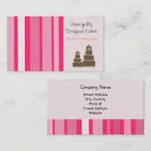 ピンクのストライプデザイナーケーキの名刺 名刺 (正面/裏面)