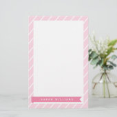 ピンクのストライプパターンひな形 便箋 (スタンド正面)