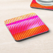 ピンクのストライプパターン コースター (左側)