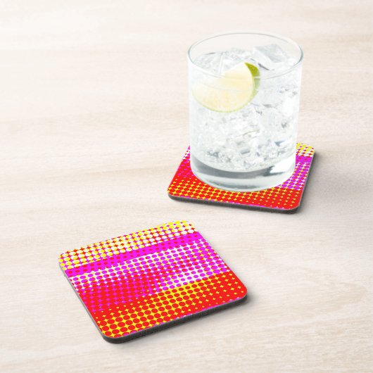 ピンクのストライプパターン コースター (右側)