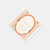 ピンクのストライプフローラガーデン赤ちゃんシャワー スタンダードカクテルナプキン (角)