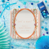 ピンクのストライプフローラガーデン赤ちゃんシャワー ペーパープレート (パーティー)