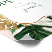 ピンクのストライプ緑のトロピカルドリ救済ング ポスター (角)